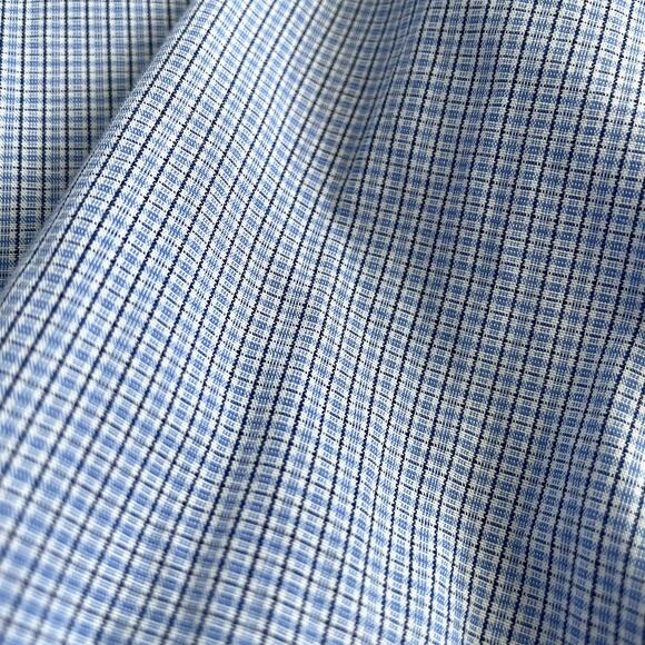 BOSS Hugo Boss Men's 17 (36/37) Blue Sharp Fit Classic Plaid Button Down Shirt - Picture 7 of 15